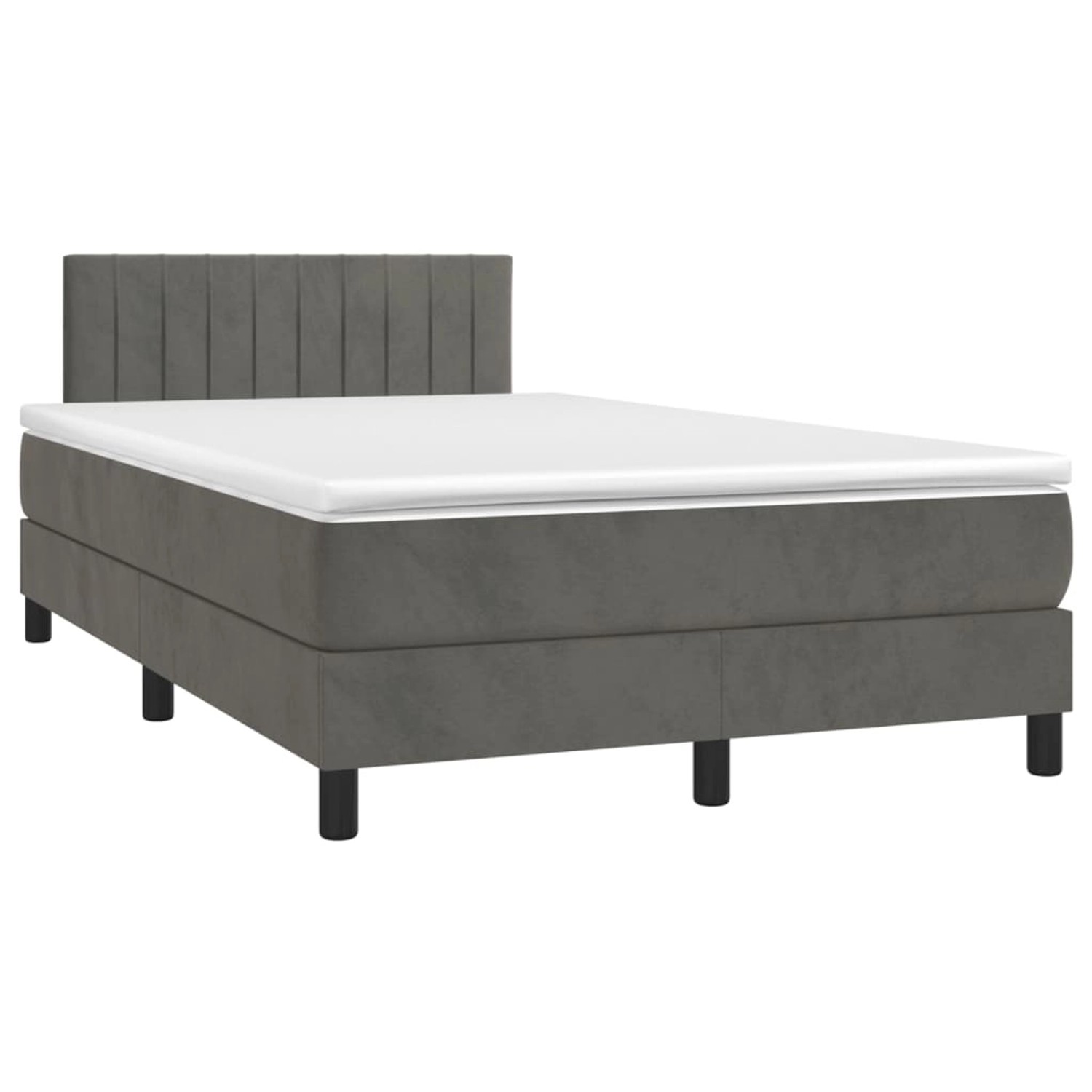 vidaXL Boxspringbett mit Matratze & LED Dunkelgrau 120x200 cm Samt 3134514 günstig online kaufen