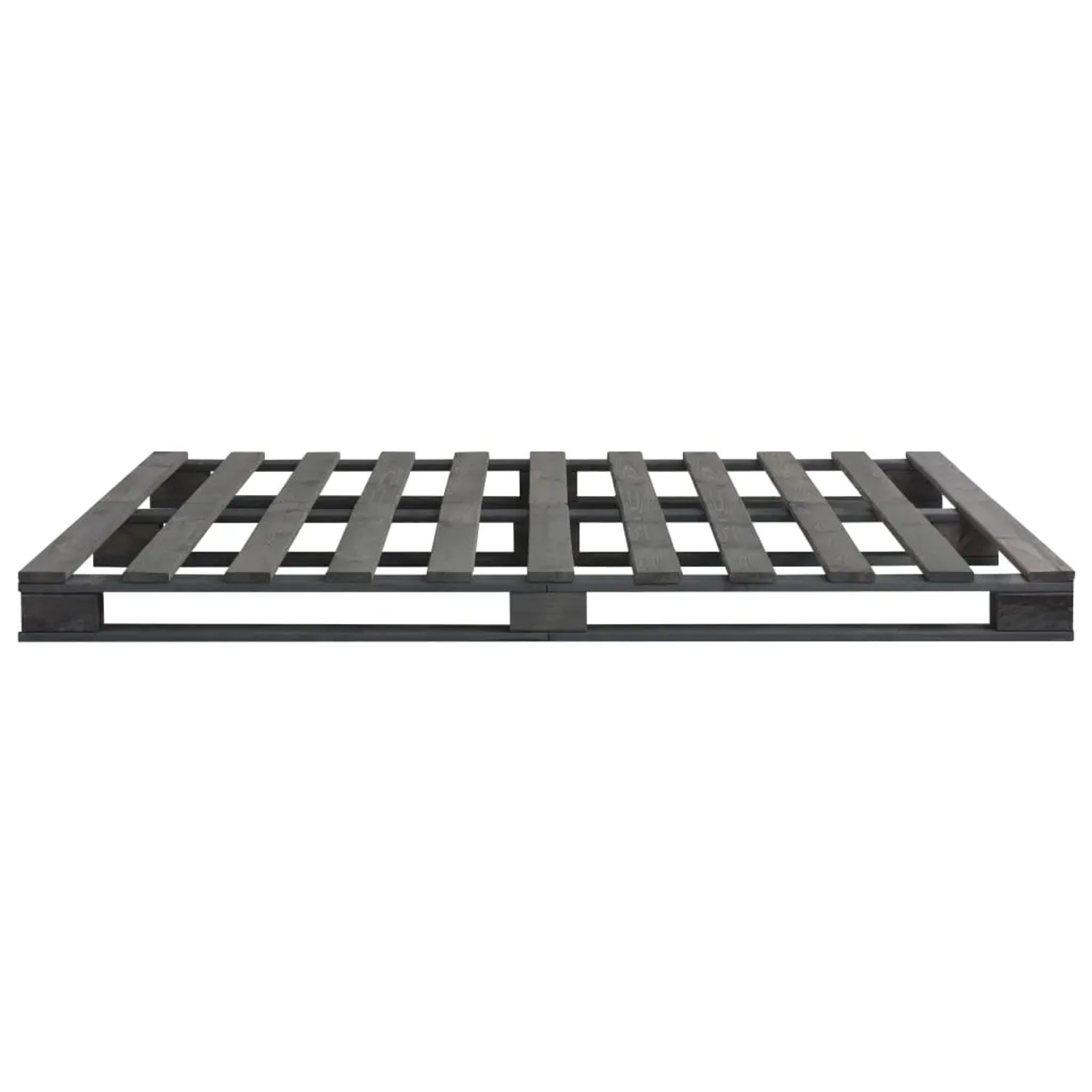 Graues Palettenbett aus Kiefernholz, 200x200 cm. Bettrahmen für Schlafzimmer.