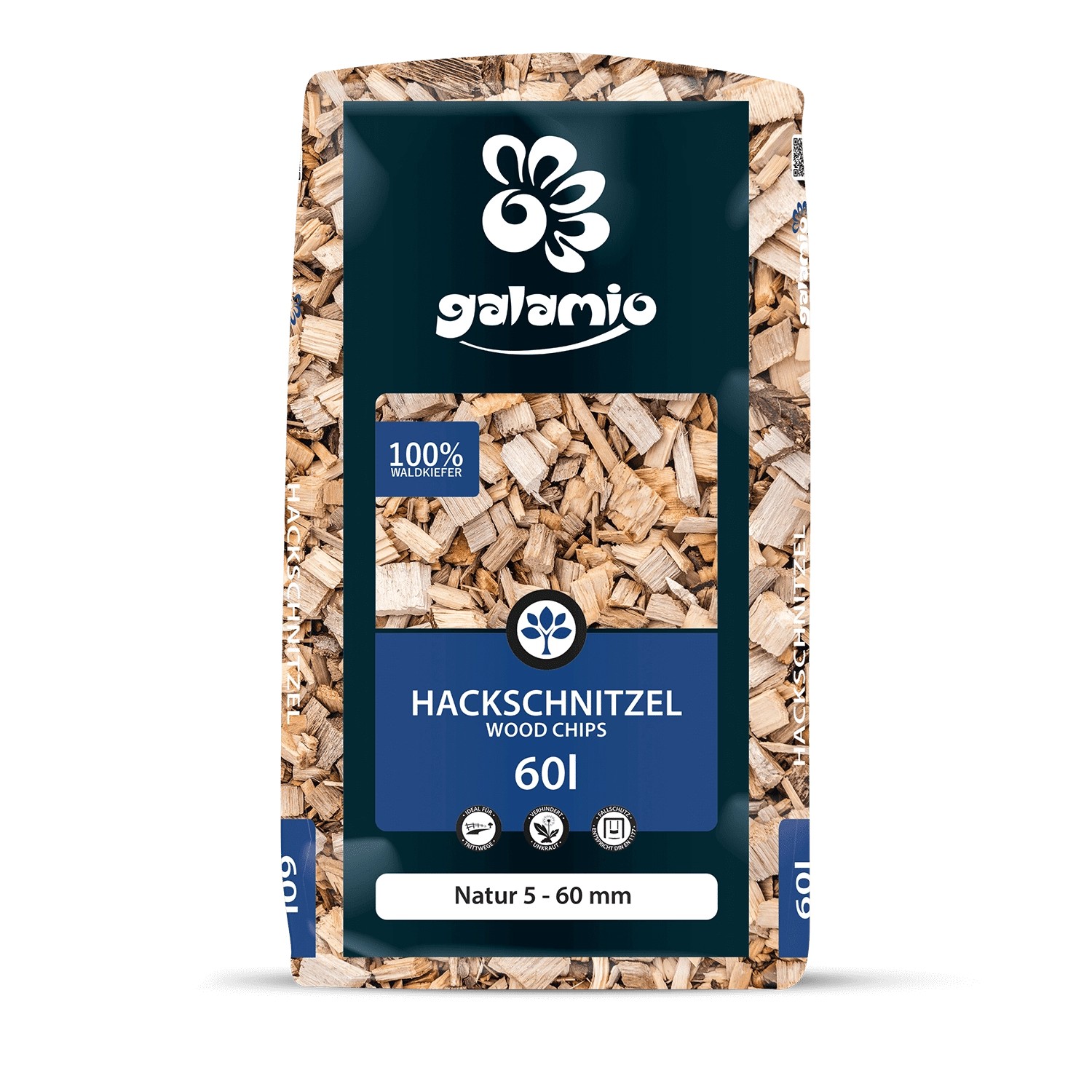 Galamio Holzhackschnitzel Natur 60l x 26 Sack 1560l 2/3 Palette