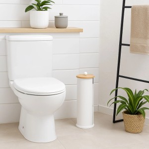 Relaxdays Toilettenpapierbehälter Metall Weiß mit Deckel für 3 Rollen 49 cm x 14,5 cm 0,8 kg