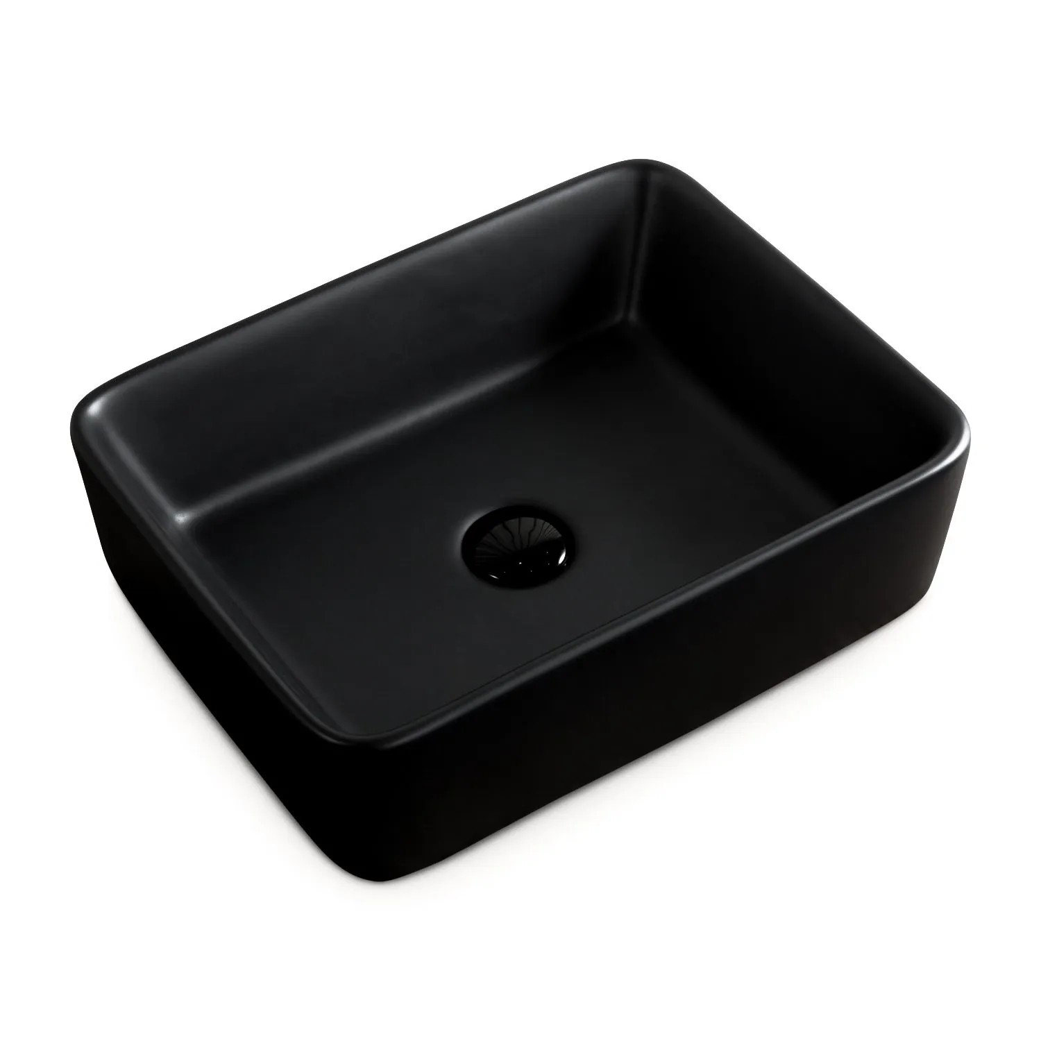 Stilform Aufsatz Keramik Waschbecken Soho Matt Schwarz 48 cm