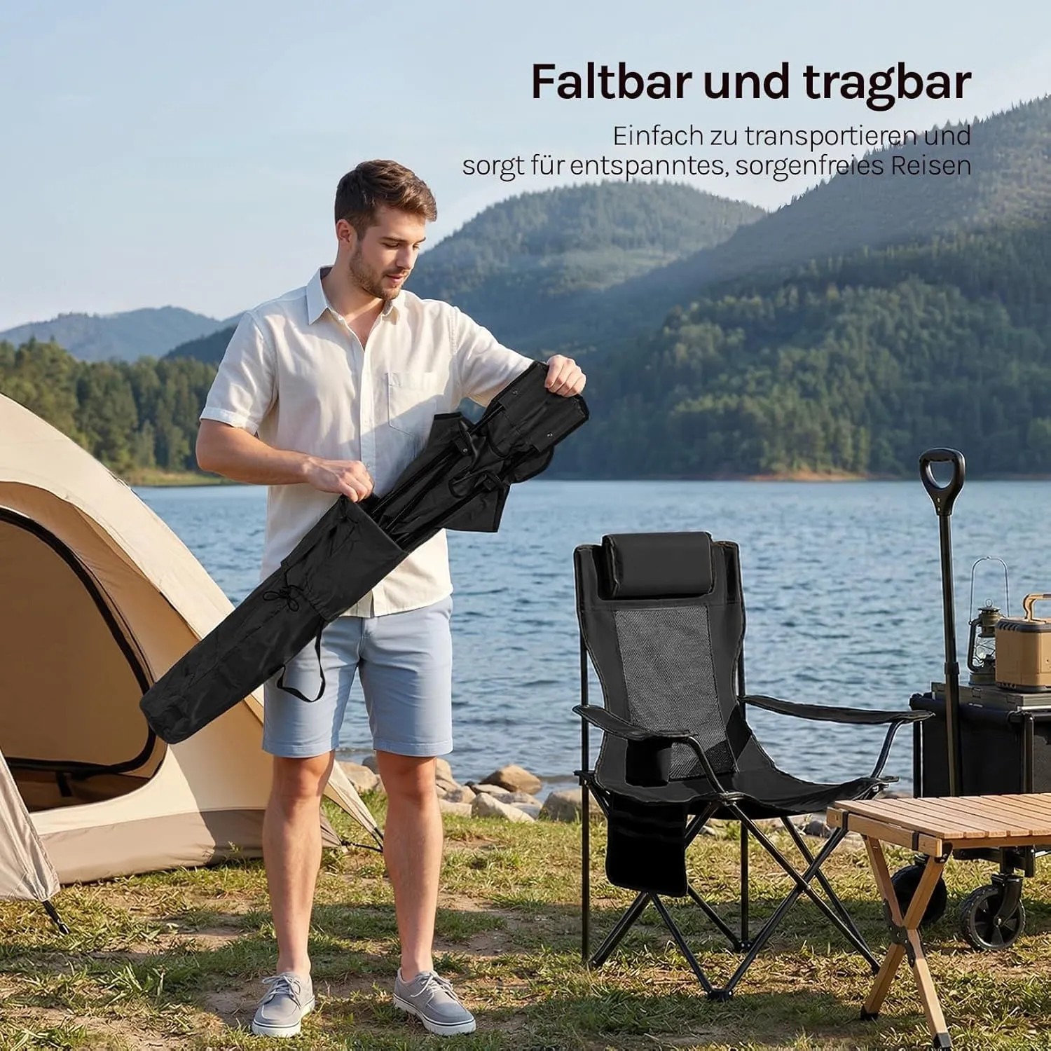WOLTU Campingstuhl Faltbar Klappstuhl bis 150 kg Belastbar 2 Set_8