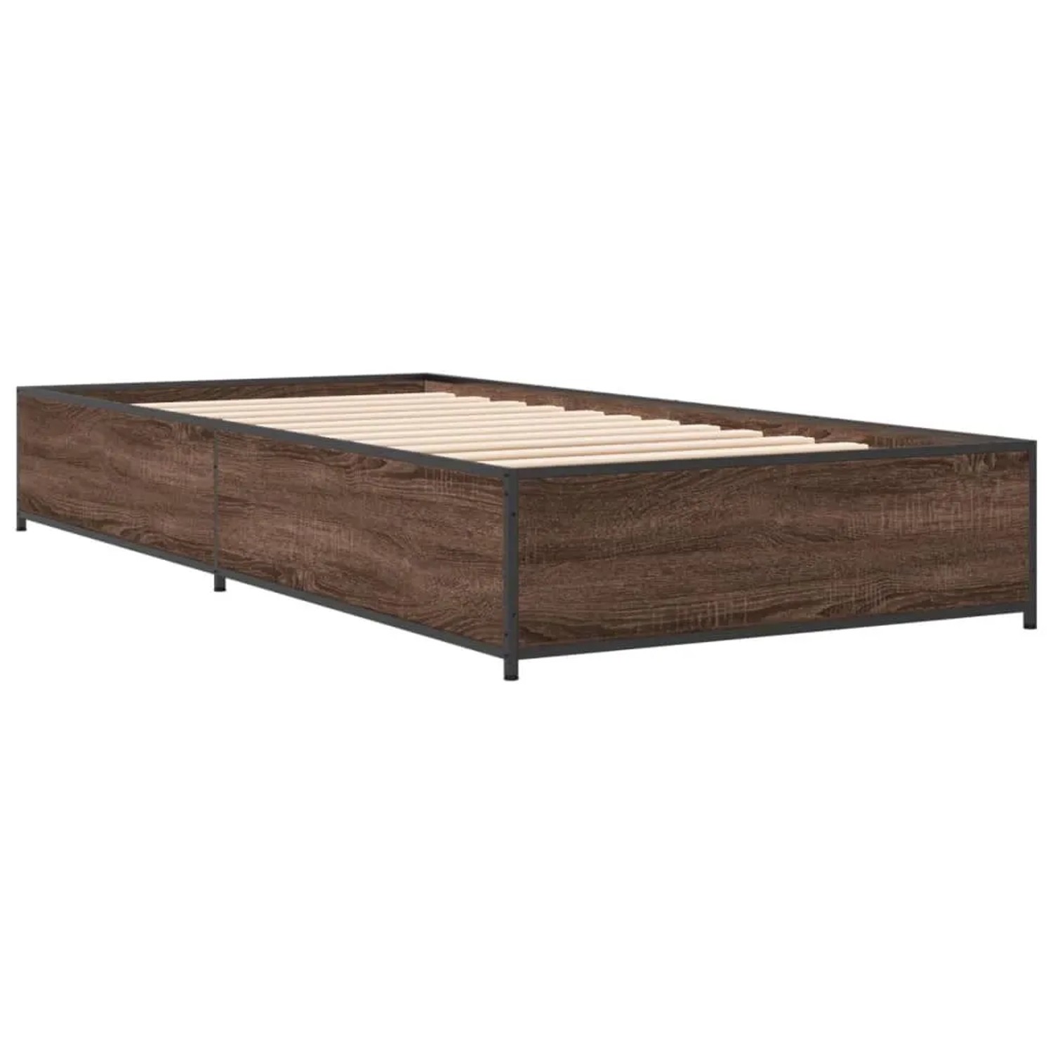 vidaXL Bettgestell Braun Eichen-Optik 100x200 cm Holzwerkstoff Metall 84511 günstig online kaufen