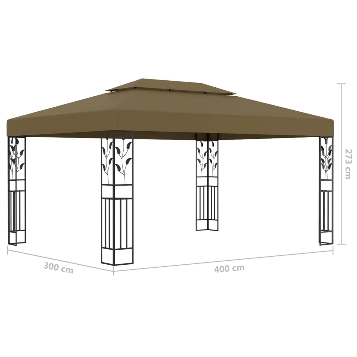 vidaXL Pavillon 3x4 m in Taupe mit LED-Lichterkette für Garten & Terrasse.