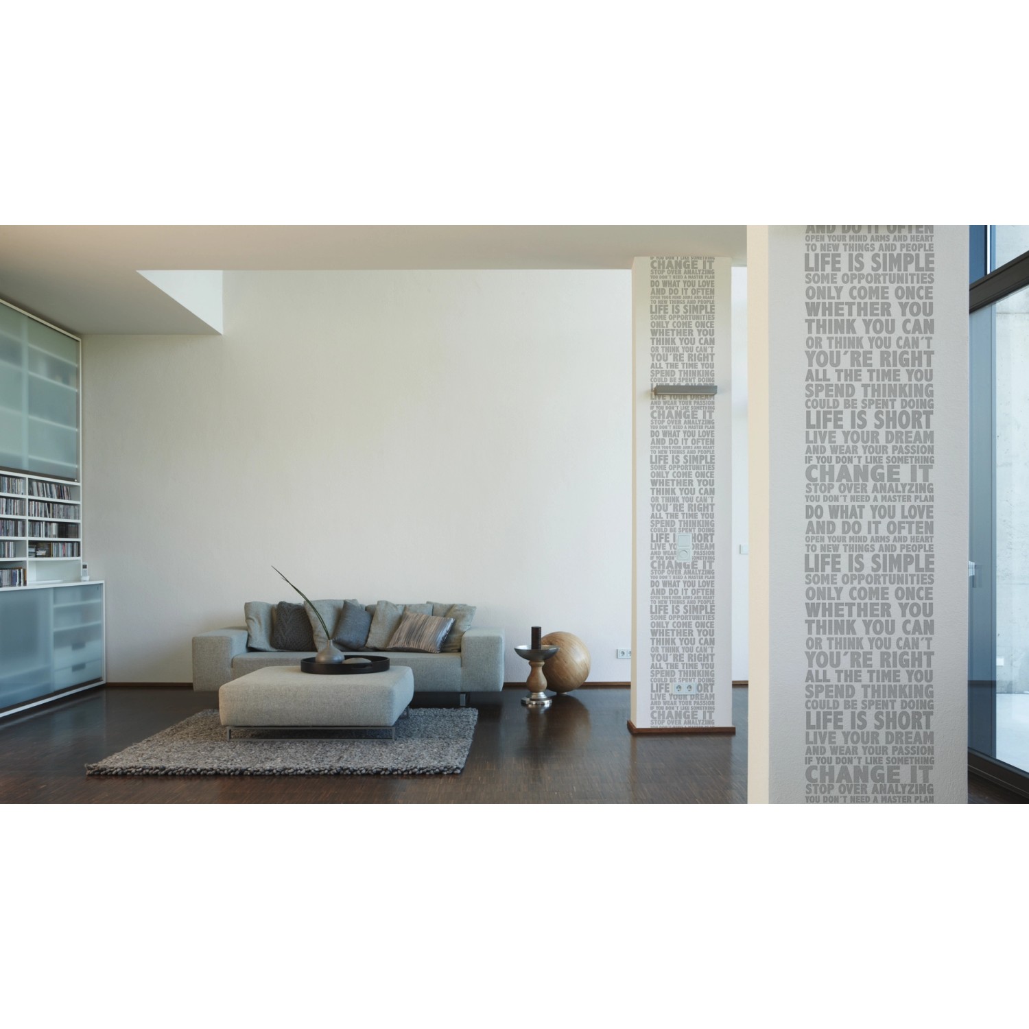 A.S. Creation Pop.up-Panel Schriften Silber als Wandbordüre im Wohnraum.