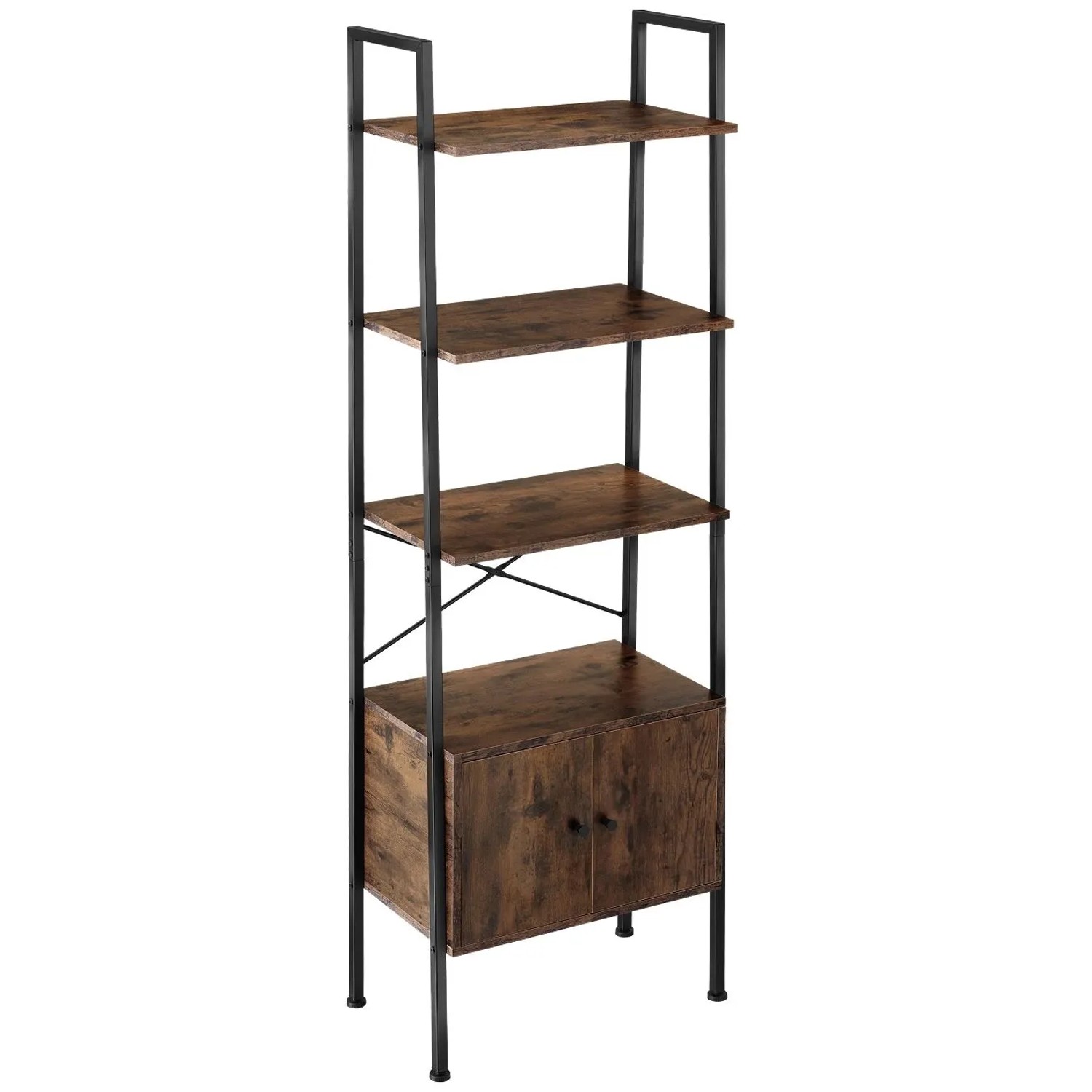 Tectake Leiterregal Brentwood Industrial Style Holz und Stahl  57 50 x 34 x 173 cm Industrial Holz Dunkel  Rustikal