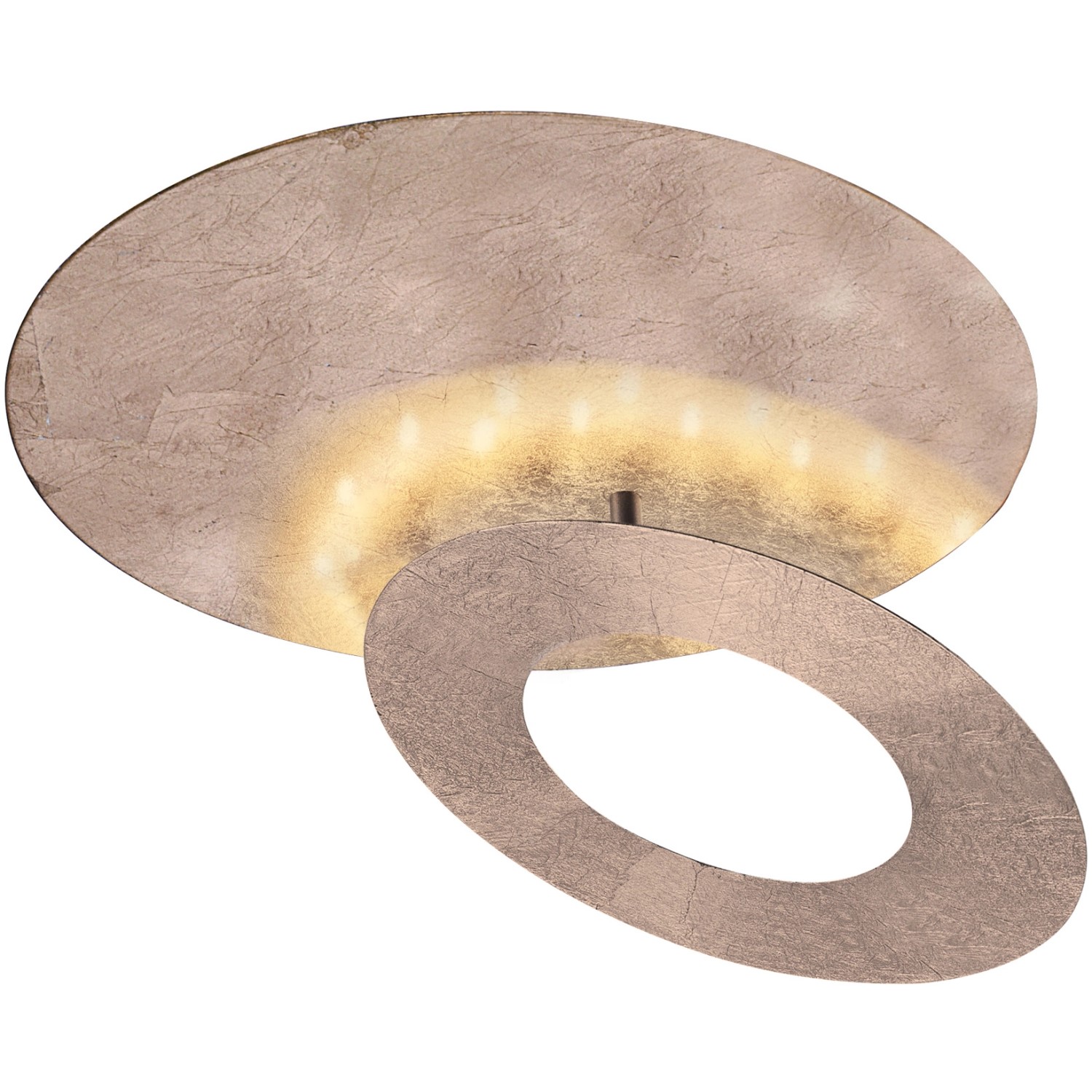 Goldene LED-Wandleuchte Nevis von Paul Neuhaus, 34x25,5 cm, aus Stahl, warmweißes Licht.