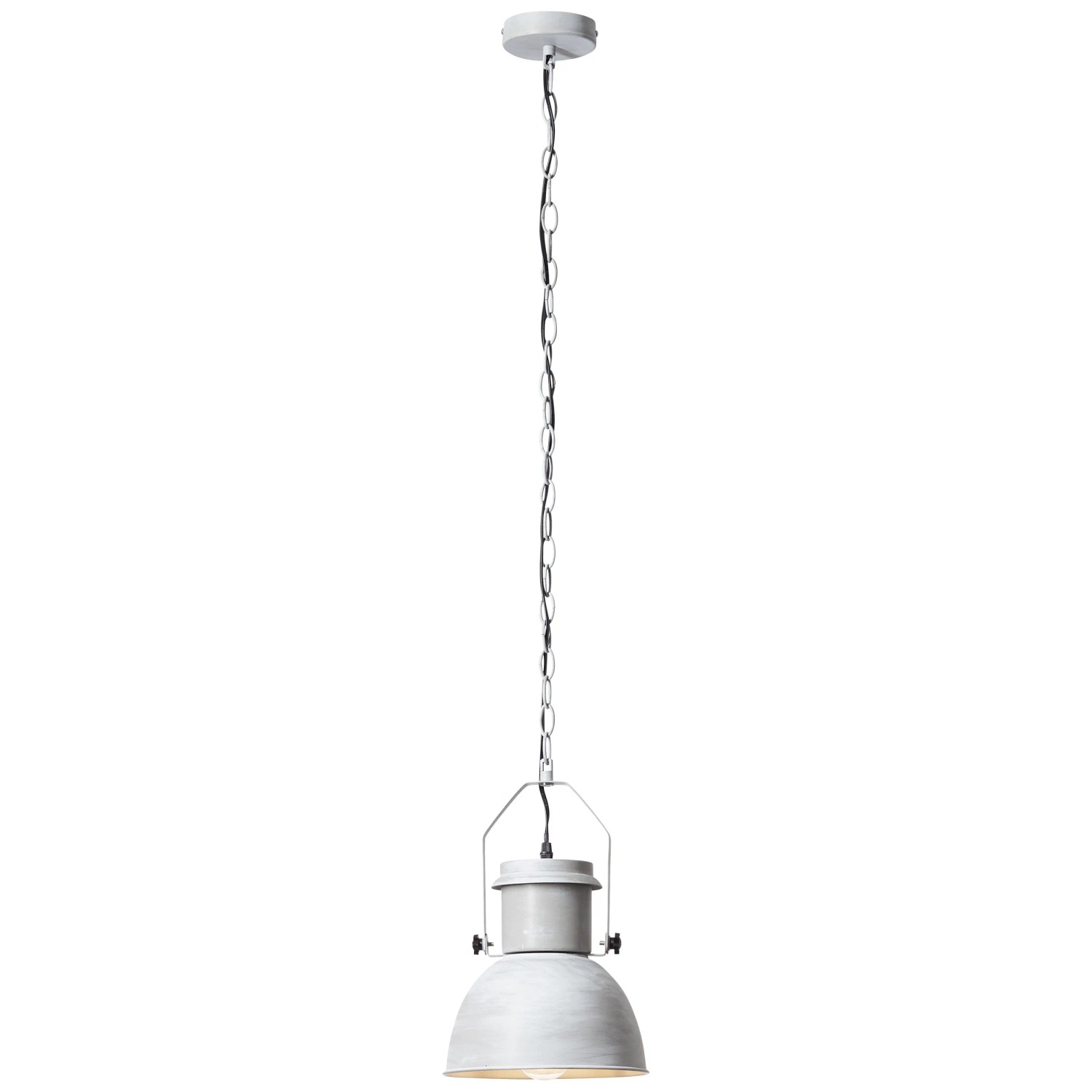 Betongraue Brilliant Pendelleuchte Salford mit Kette, ideal für Wohn- und Esszimmer.