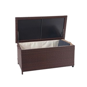 Proregal Poly-Rattan Kissenbox HxBxT 51x100x50cm Premium Braun 170L Gartentruhe Auflagenbox Truhe