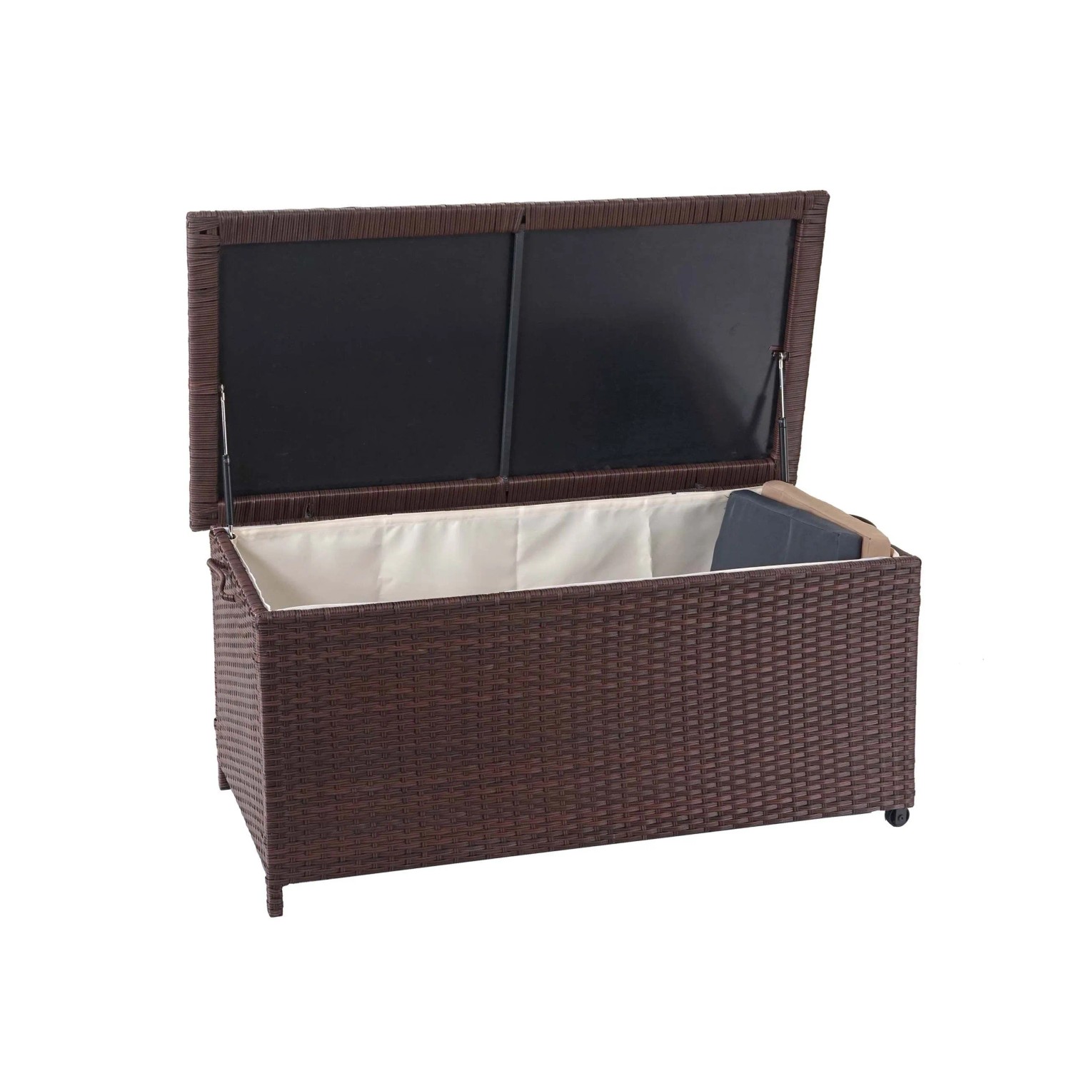 Proregal Poly-Rattan Kissenbox HxBxT 51x100x50cm Premium Braun 170L Gartentruhe Auflagenbox Truhe_2