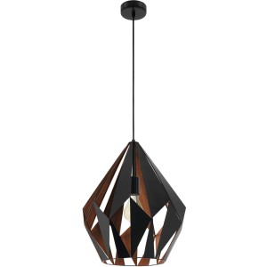 Eglo Hängeleuchte Carlton 1, schwarz-kupferfarben, im Vintage Design.