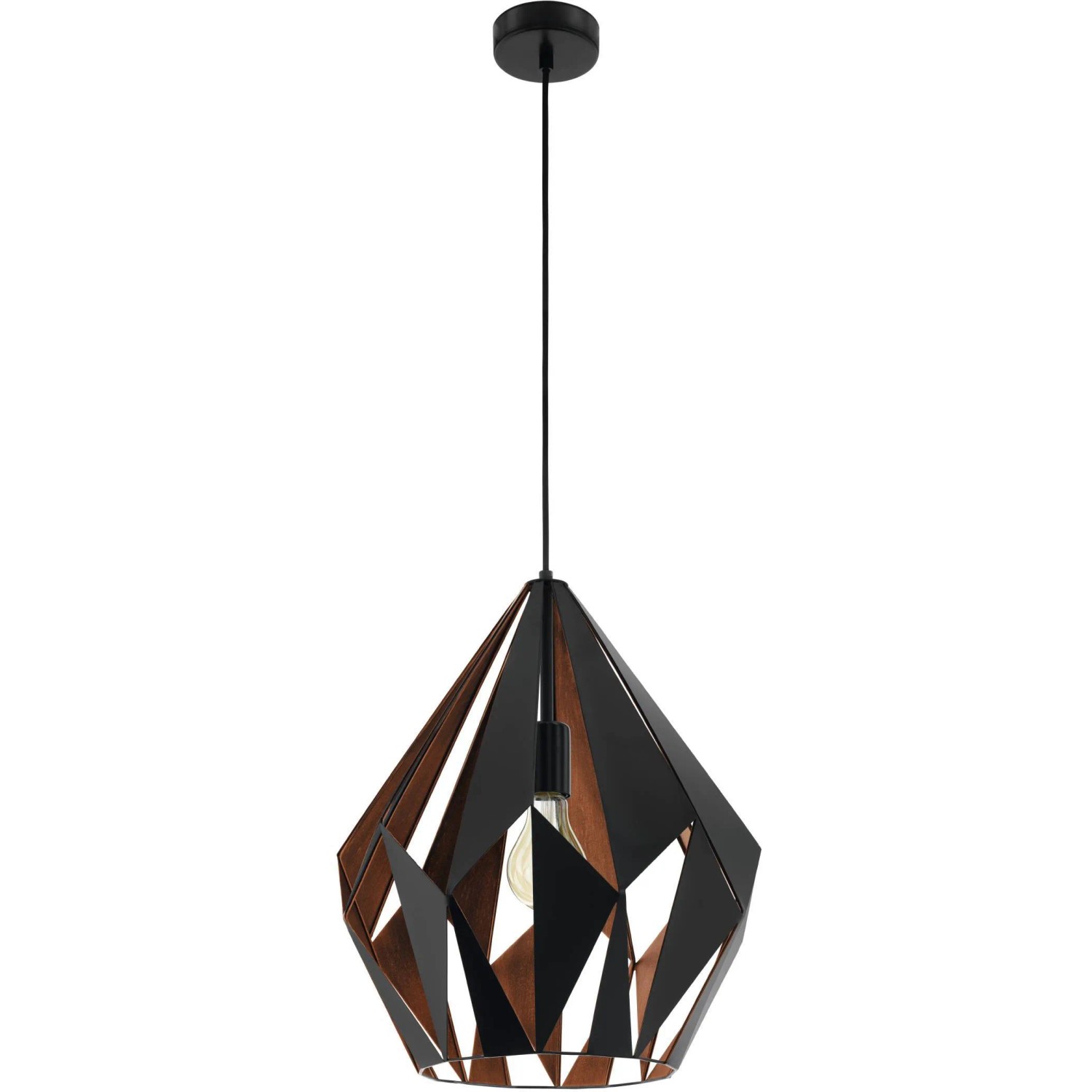 Eglo Hängeleuchte Carlton 1, schwarz-kupferfarben, im Vintage Design.