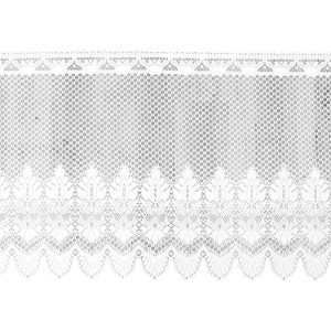 Weiße Arsvita Bistrogardine Alba mit Jacquard-Muster und Stangendurchzug.