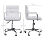 HOMCOM Bürostuhl, weißes Kunstleder, höhenverstellbar, mit Rollen. Ideal für Büro und Home-Office.
