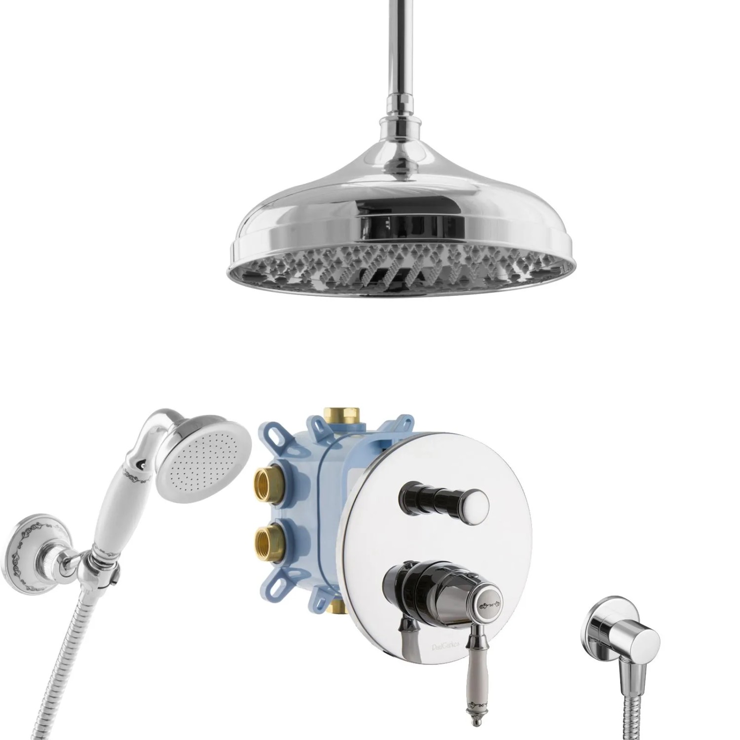 PaulGurkes Regendusche 30cm Retro Unterputzarmatur Nostalgie Duschsystem