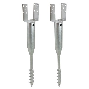 2er Set TRUTZHOLM U Profil Bodenhülsen, feuerverzinkt, 10x10cm, 86,5cm lang, zum Einschrauben für Zaunbau.