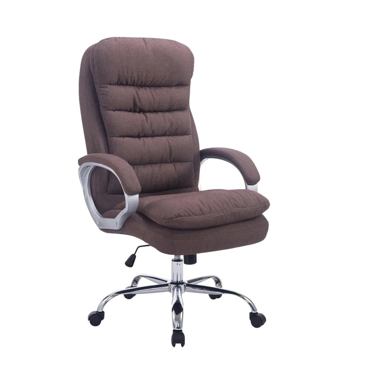 DELUKE Bürostuhl SOUK Stoff 116x68x77 Braun Stoff Metall In Chromoptik Gestell Ergonomische Bürostühle Homeoffice Stuhl