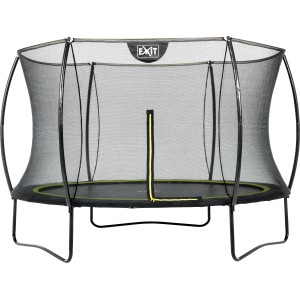 Schwarzes EXIT Silhouette Trampolin D305cm mit Sicherheitsnetz für den Garten.