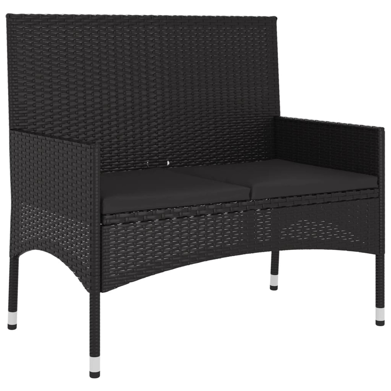 Vidaxl Gartenbank 2-sitzer Mit Kissen Schwarz Poly Rattan günstig online kaufen