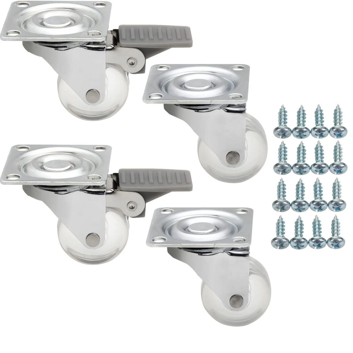SOTECH Set 2 und 2 Möbelrolle KIEL Ø35 mm Transparent inkl. Schraubenset