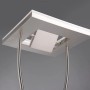 Moderner LED-Deckenfluter Helia aus Stahl, gebürstet, mit satiniertem Acrylglas. Höhe 187 bis 197,5 cm.