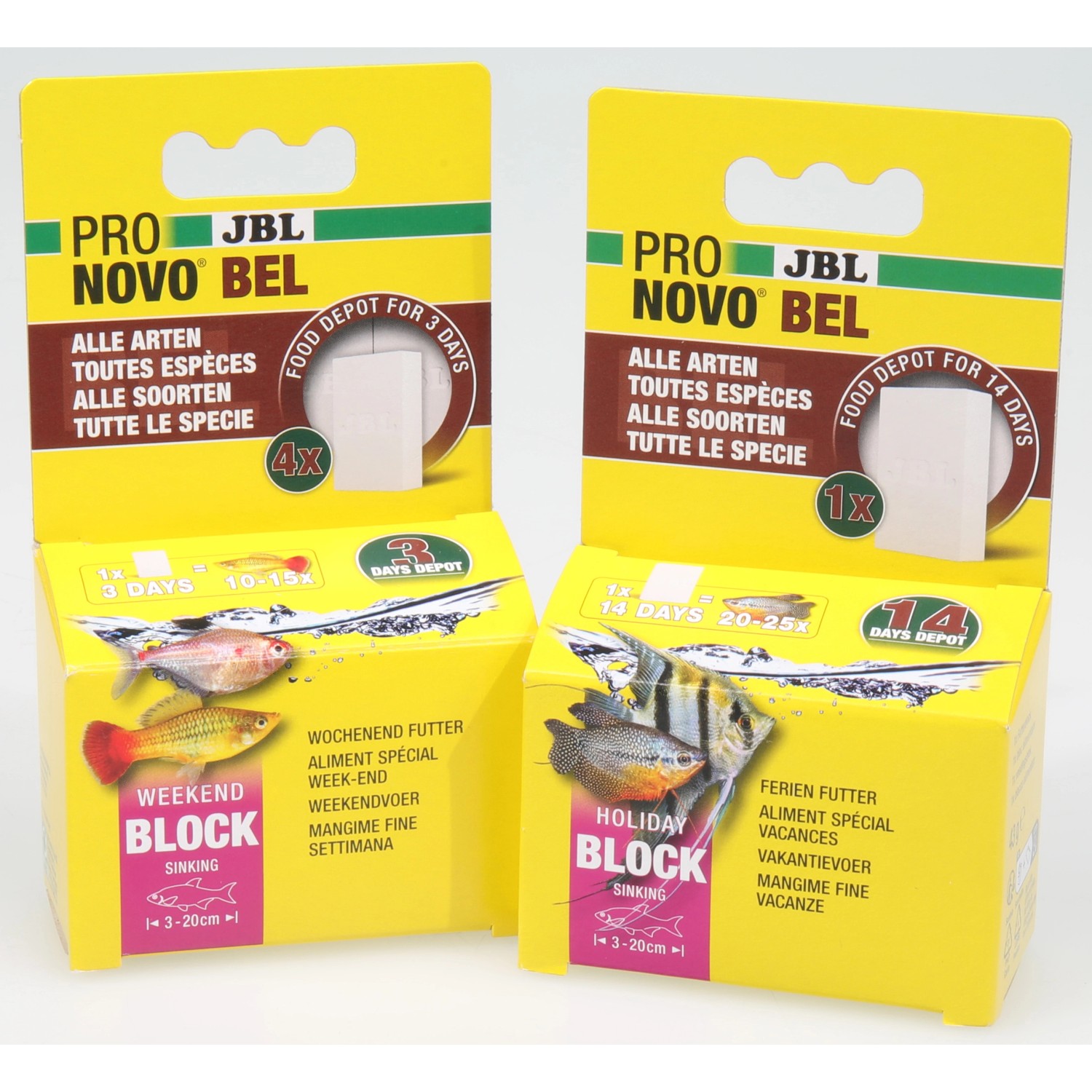 JBL Pronovo Bel Holiday Ferienfutter für Aquarienfische, 3- und 14-Tage-Variante.