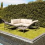 4-tlg. Greemotion Lounge-Set Sydney aus Edelstahl, silber-beige, mit Tisch und Kissen. Gartenmöbel.