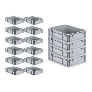 PROREGAL Spar Set: 16 graue Euroboxen Nextgen Economy, 11 Liter, mit Griffen. Ideal zur Aufbewahrung und Transport.