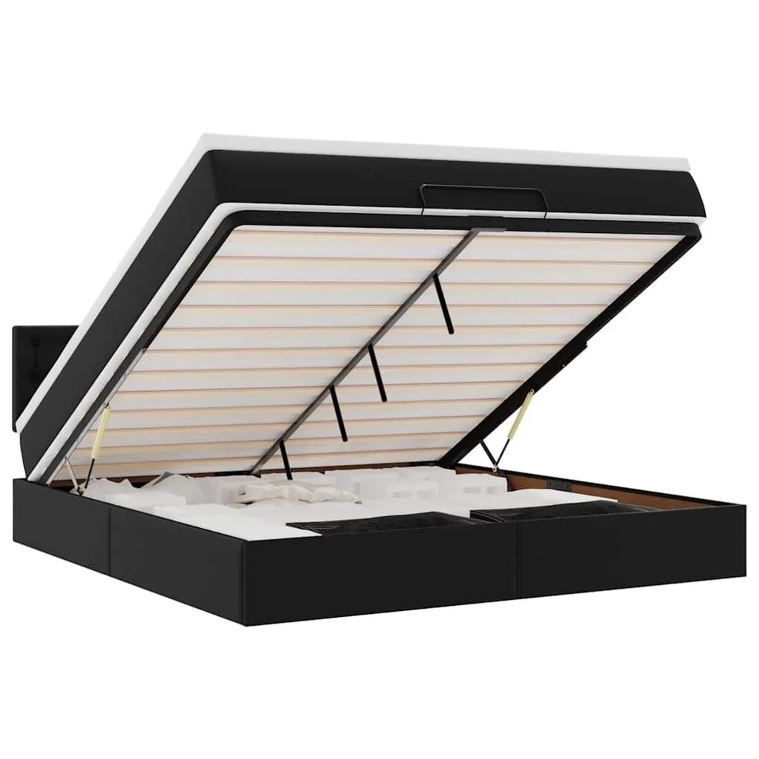 vidaXL Ottoman-Bett mit Matratzen und LEDs Schwarz 180x200 cm Kunstleder 3312167