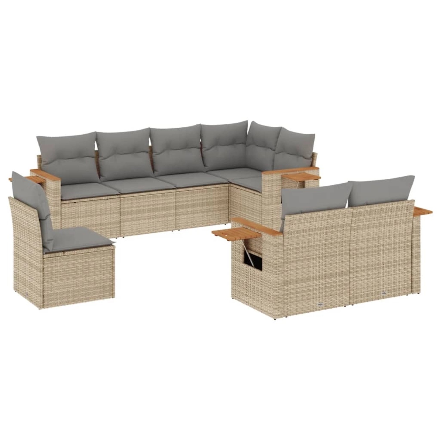 vidaXL 8-Tlg Garten-Sofagarnitur mit Kissen Beige Poly Rattan 3227004 günstig online kaufen