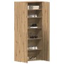 Brauner vidaXL Schuhschrank mit Regal, aus Holzwerkstoff, mit offenen Türen und Schuhen.
