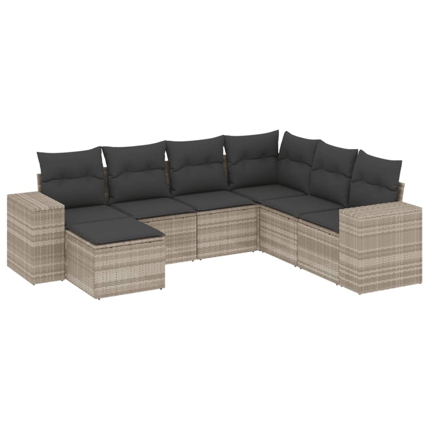 vidaXL 7-Tlg Garten-Sofagarnitur mit Kissen Hellgrau Poly Rattan 3255239 günstig online kaufen