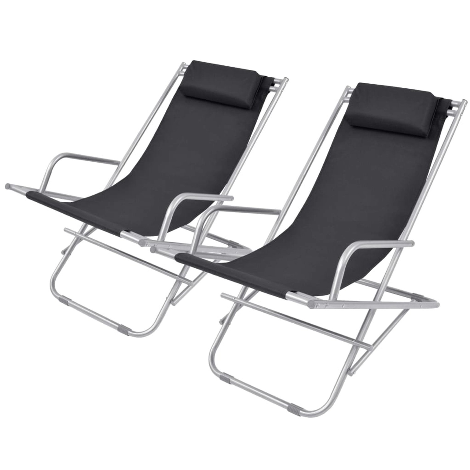 vidaXL Liegestühle 2 Stk Stahl Schwarz 42936