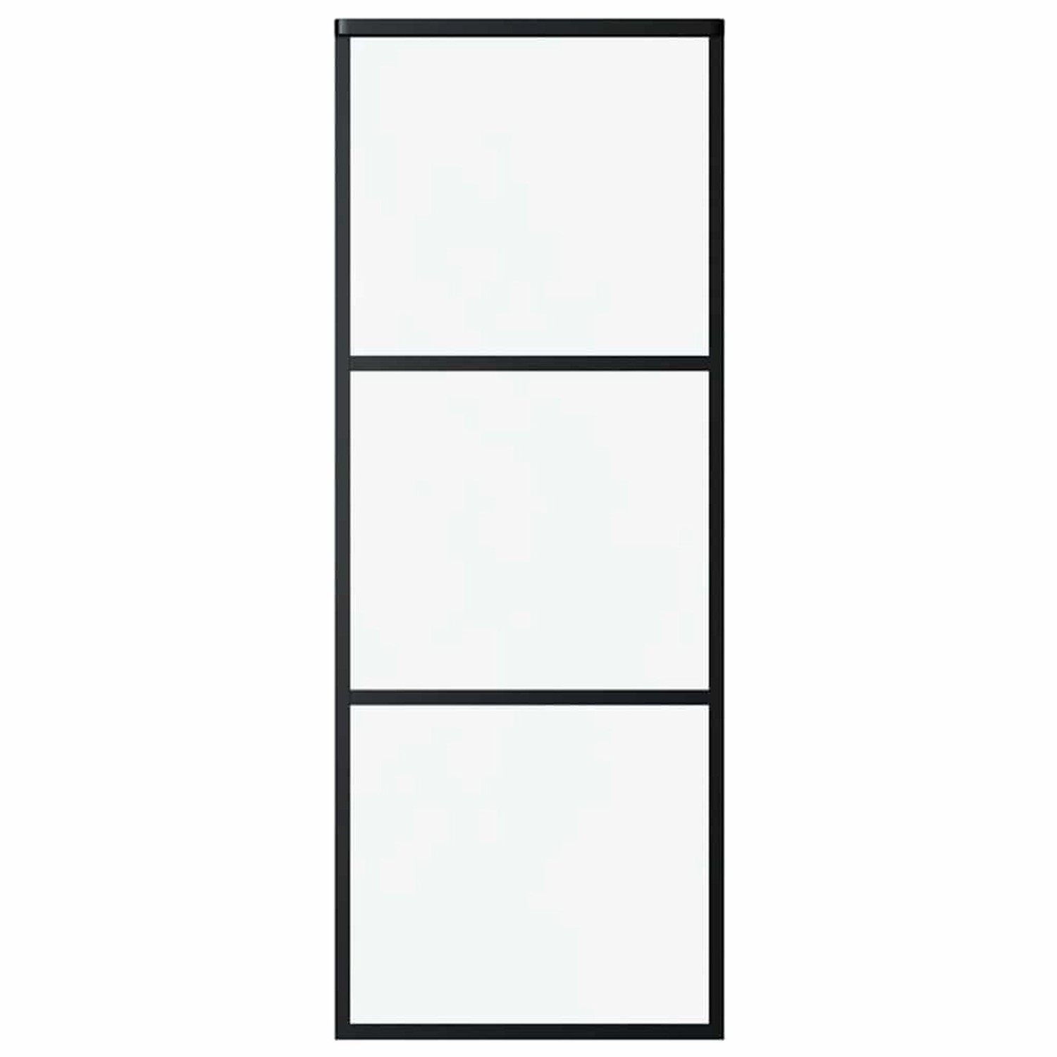 vidaXL Schiebetür 3-Teilig ESG-Glas und Aluminium 76x205 cm Schwarz 151008