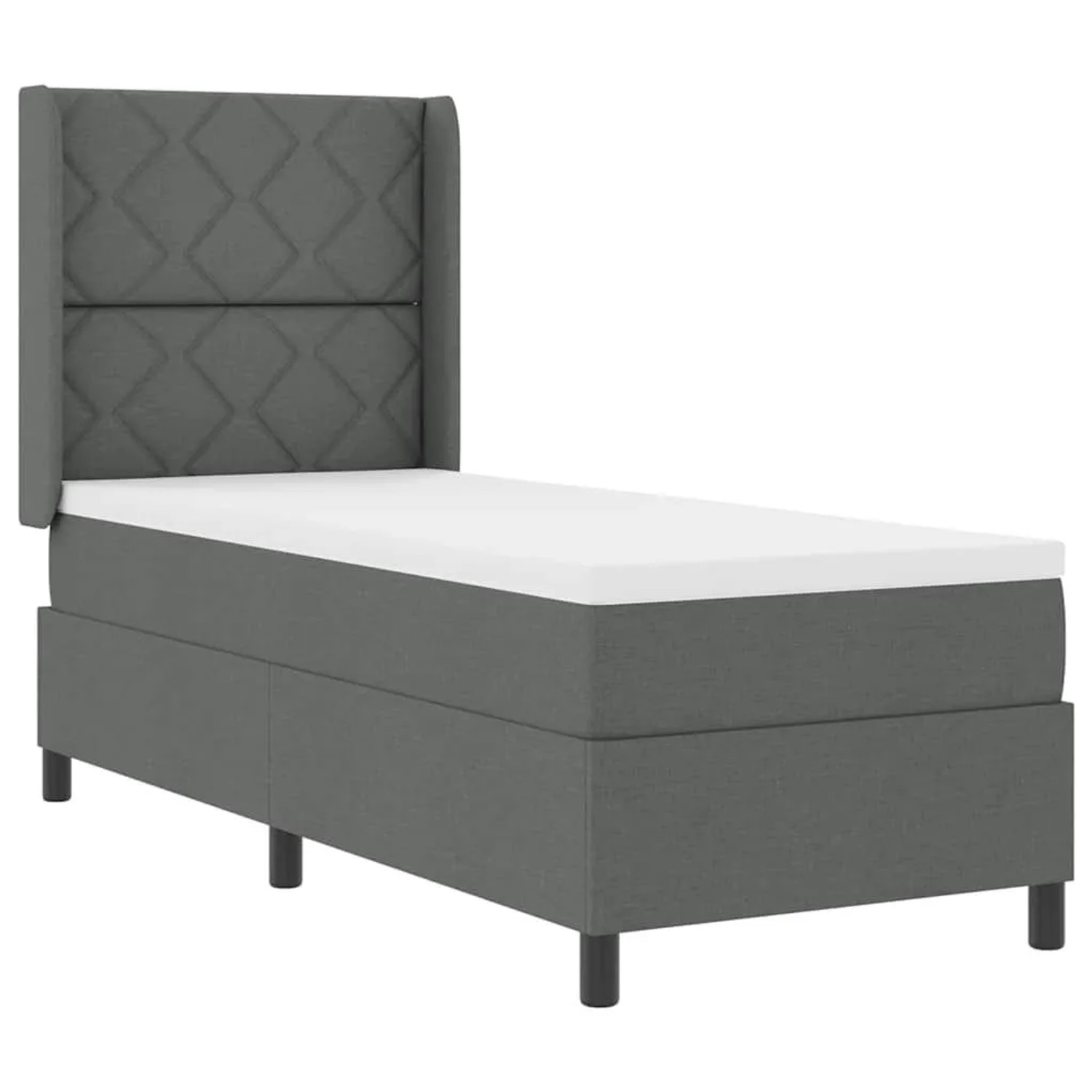 vidaXL LED Boxspringbett mit Matratze Dunkelgrau 80 x 200 cm Stoff 3343533