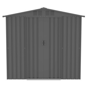 Tepro Metallgerätehaus Flex Shed Large in Anthrazit, Frontansicht.