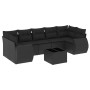 Schwarze 8-tlg. vidaXL Garten-Sofagarnitur aus Polyrattan mit Kissen und Tisch.