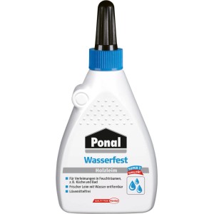Ponal Wasserfest Holzleim, 120g Flasche, transparent trocknend. Ideal für Küche und Bad.
