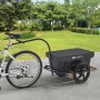 Juskys Fahrradanhänger mit 90L Wanne und Plane, am Fahrrad befestigt. Ideal für Einkäufe und Lasten.