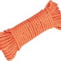 Aufgerolltes, orangefarbenes Mehrzweckseil Basic aus Polypropylen, Ø 14 mm.