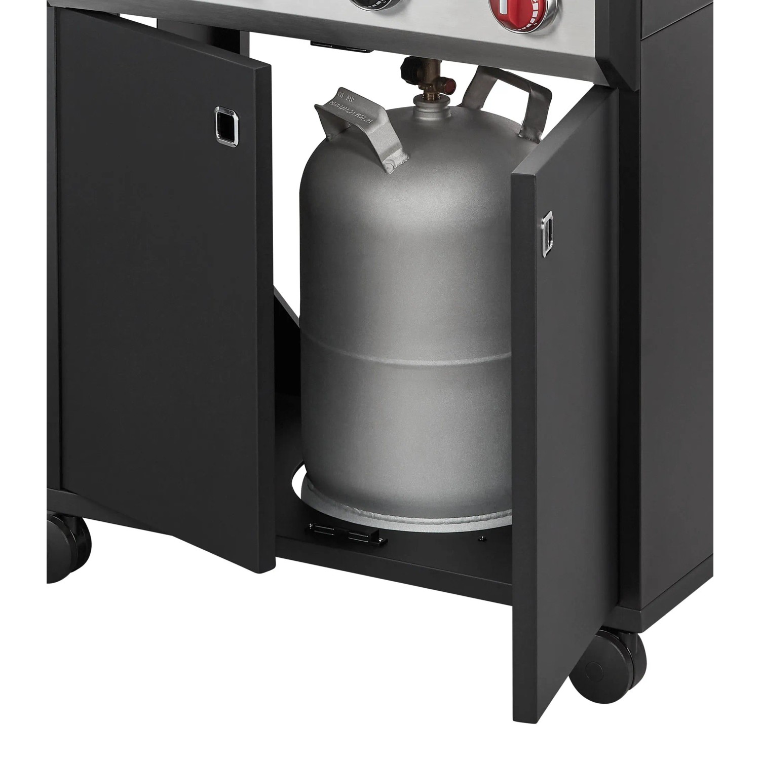 Enders Gasgrill Chicago Next 4 R Turbo: Detailansicht mit Gasflasche im Unterschrank.