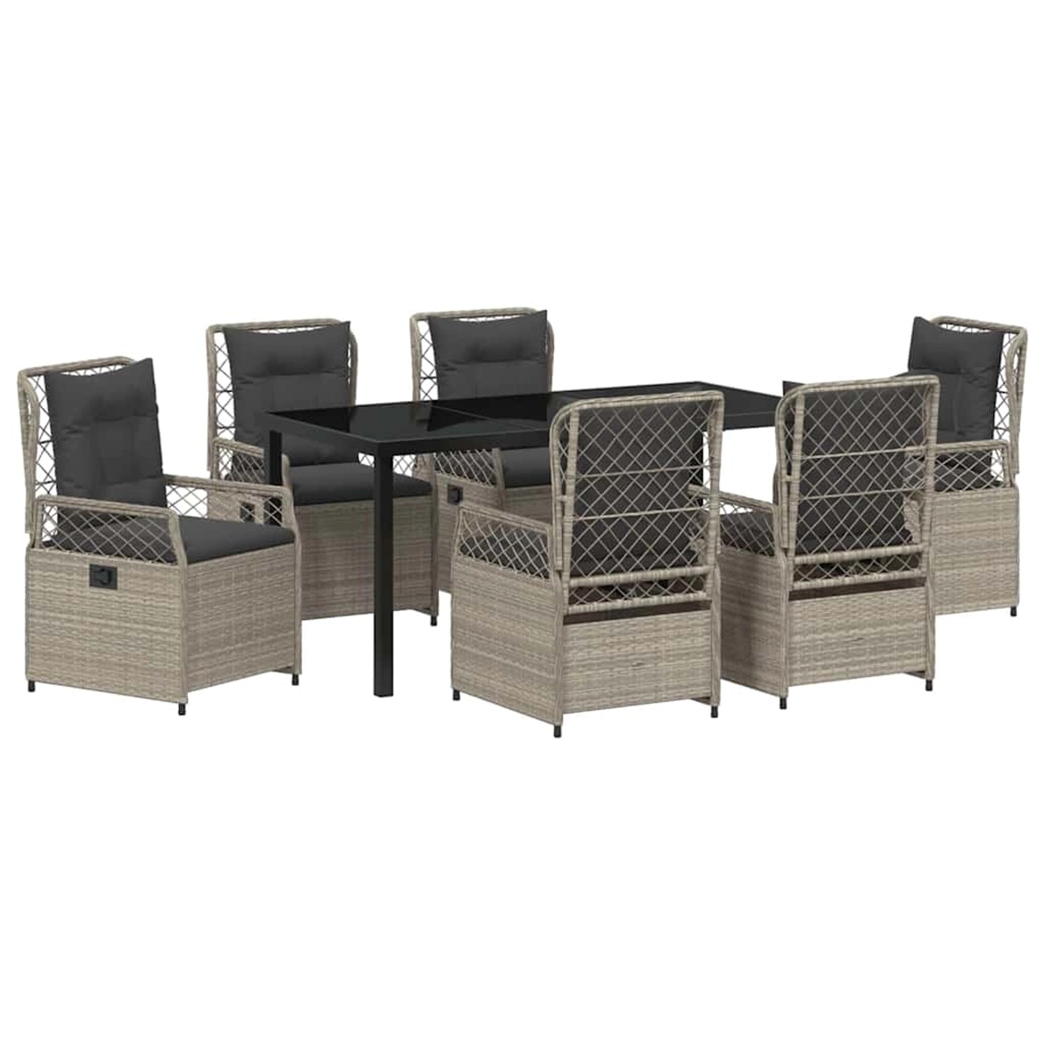 vidaXL Garten Essgruppe 7-Tlg Hellgrau Poly Rattan 3381020 günstig online kaufen