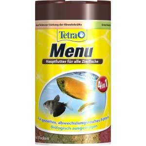 Tetra Menu Flockenfutter, 100ml Dose. Hauptfutter für Zierfische mit Vitaminen und Mineralien.