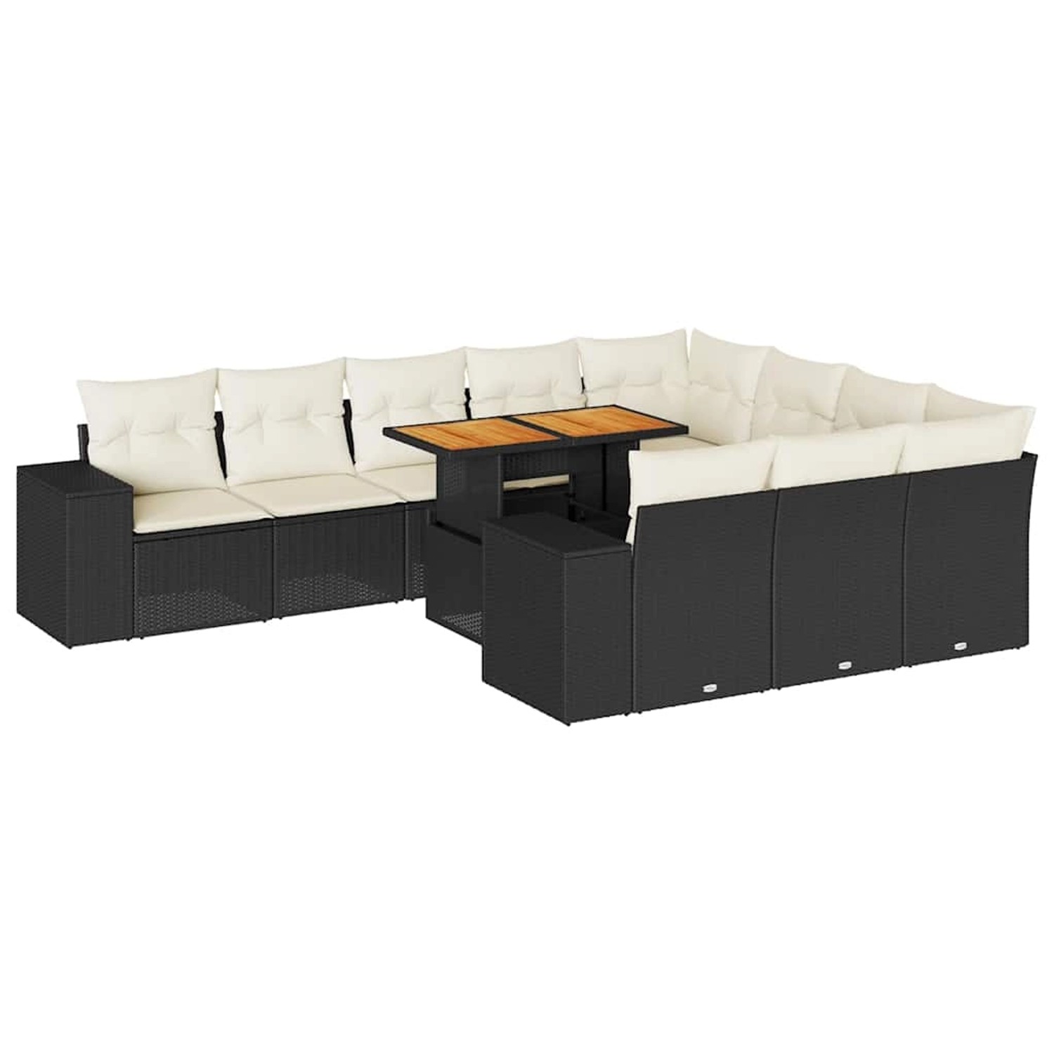 vidaXL 10-Tlg Garten-Sofagarnitur mit Kissen Schwarz Poly Rattan 3327423 günstig online kaufen