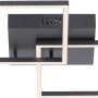 Moderne, schwarze LED-Deckenleuchte Iven von Just Light, 53x53 cm, mit zwei verschlungenen Rechtecken.