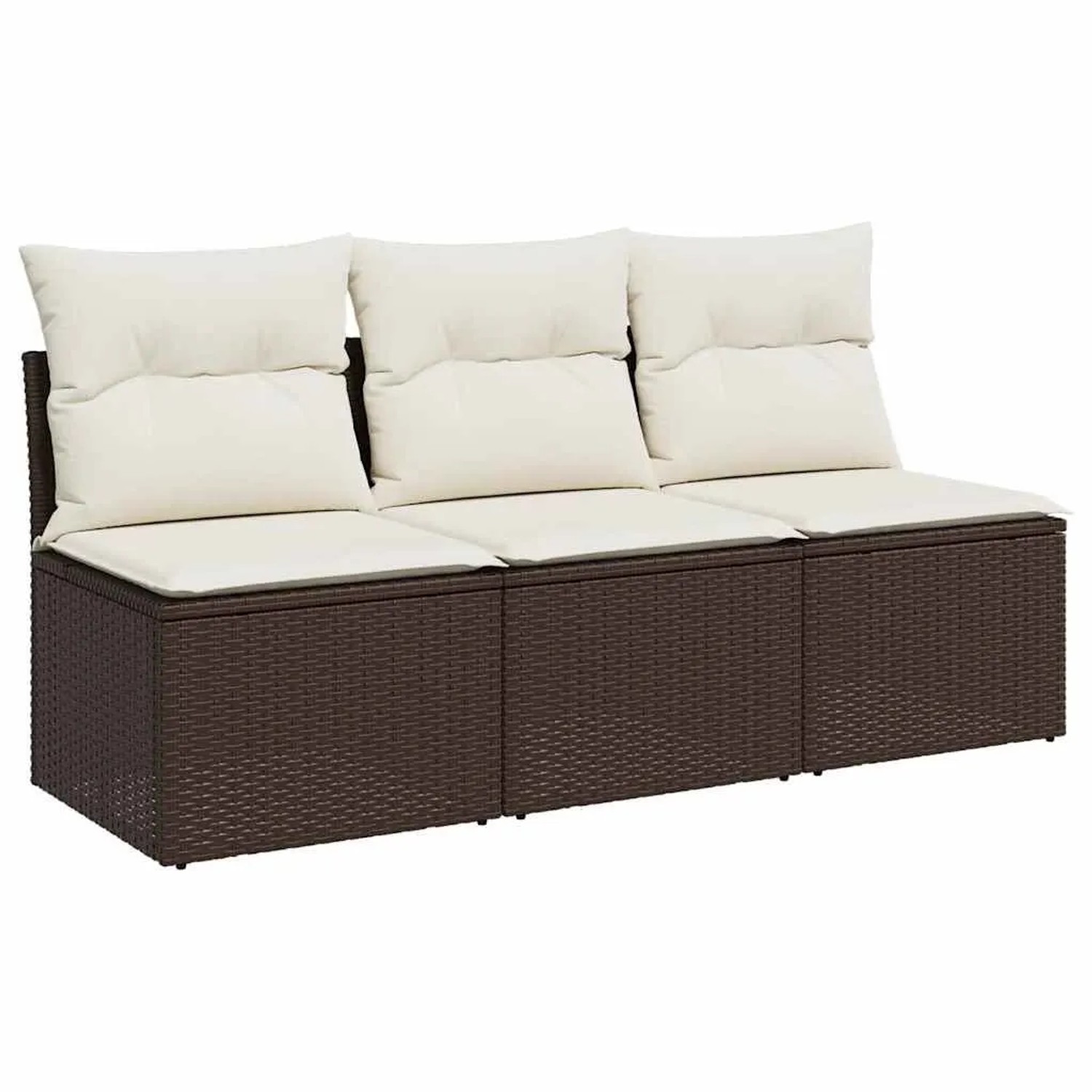 vidaXL Gartensofa mit Kissen 3-Sitzer Braun Poly Rattan 366219