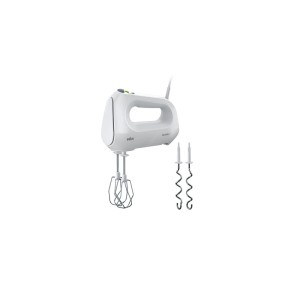 Weißer Braun Handmixer MultiMix 1 HM 1010 WH 400W mit Rührbesen und Knethaken für Haushaltsgeräte.