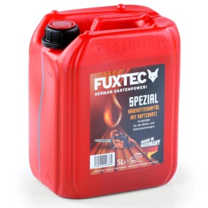 Roter 5L FUXTEC Kettenöl Kanister für Kettensägen. Mineralisches Spezial-Kettenhaftöl mit Haftzusatz.
