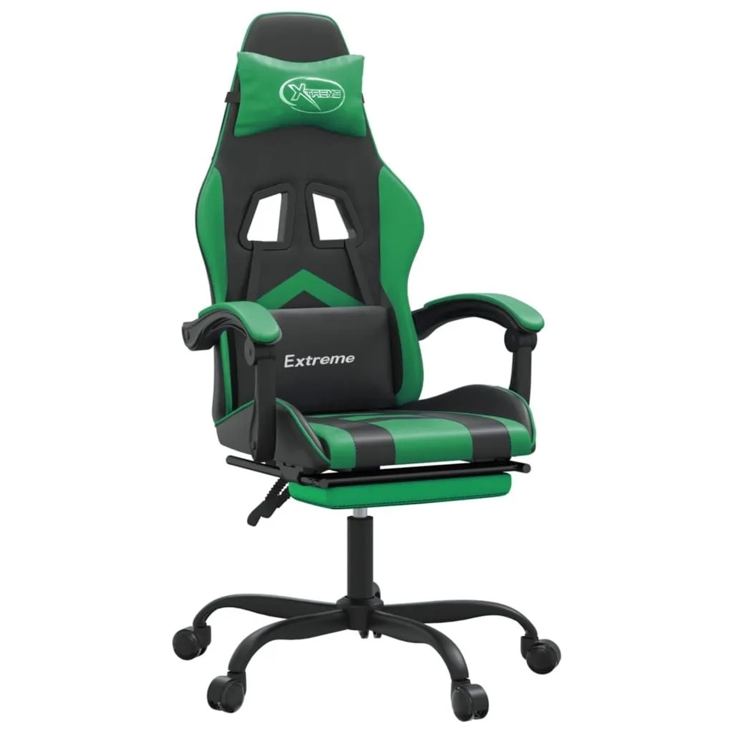 vidaXL Gaming-Stuhl mit Fußstütze Schwarz und Grün Kunstleder Modell 7