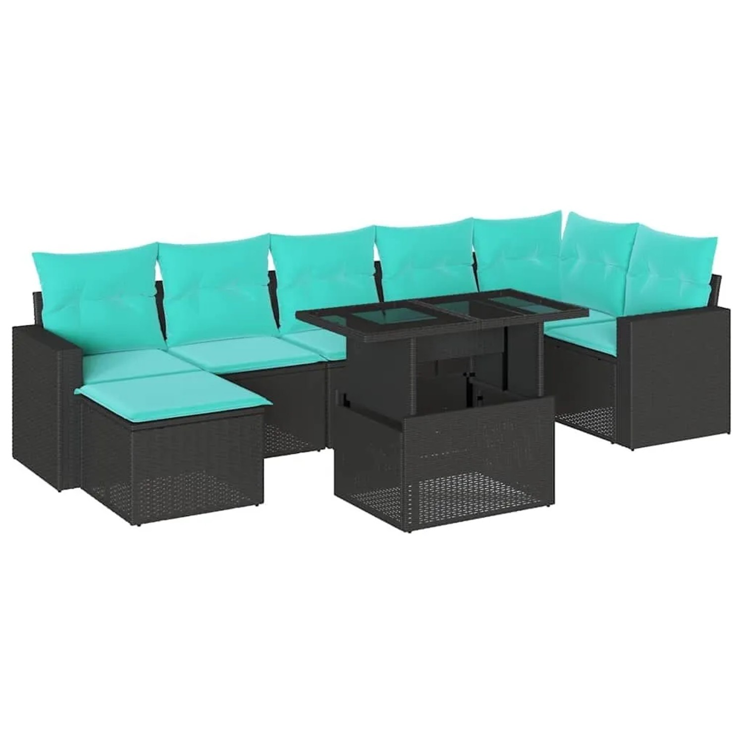 vidaXL 8-Tlg Gartensofa-Set mit Kissen Schwarz Polyrattan 3267427 günstig online kaufen
